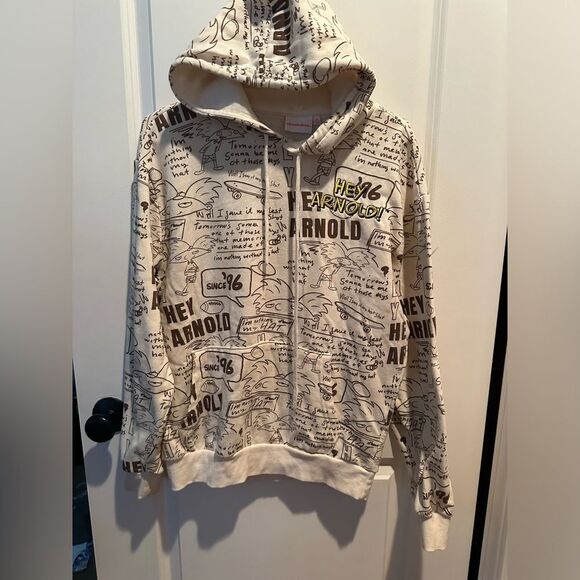Hey Arnold Hoodie Embroidered All Over Print Nickelodeon Large S Sweatshirt AOP - Picture 1 of 10